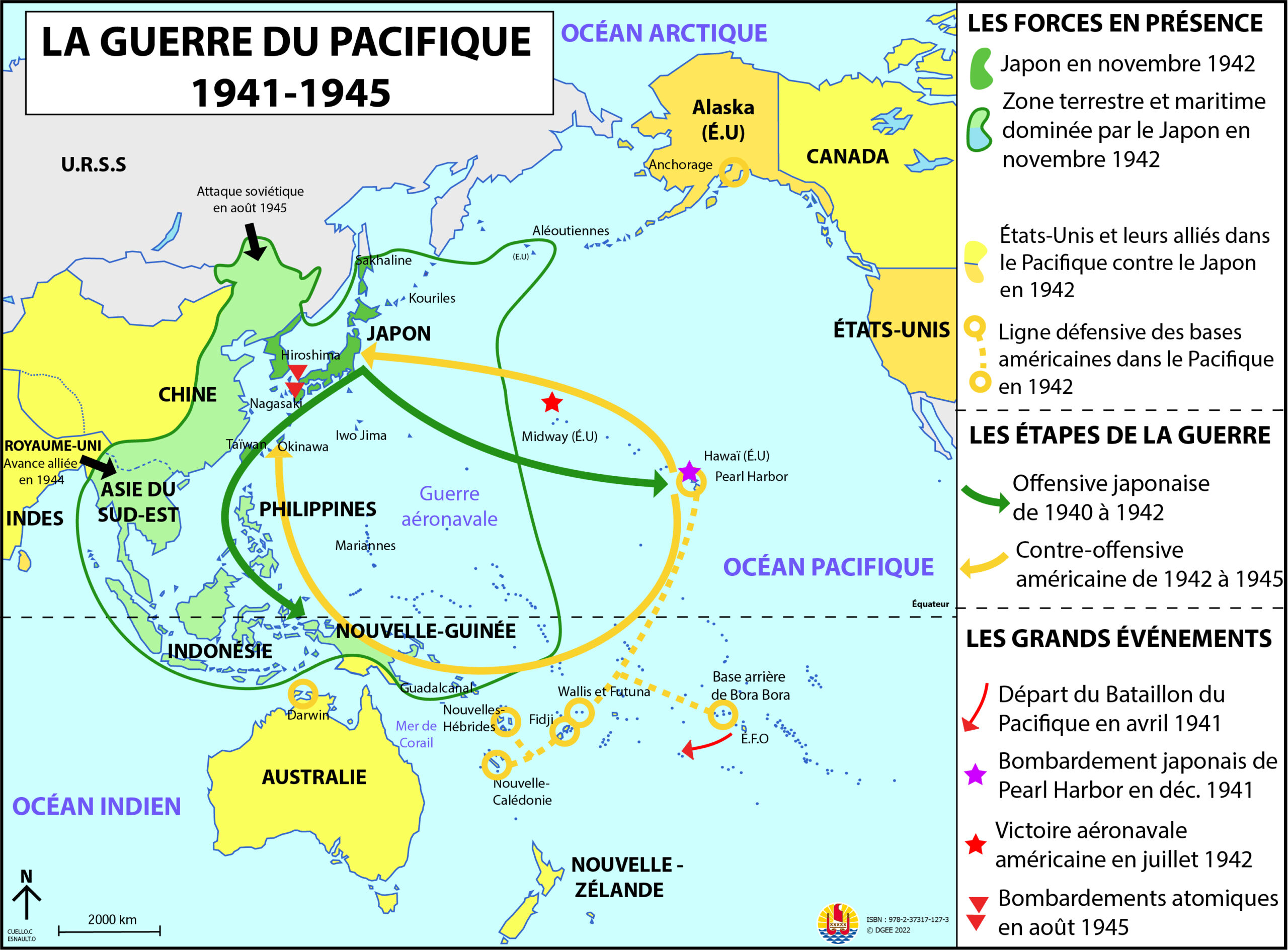 Carte - Le monde en guerre (1939-1945) au temps du Bataillon du Pacifique 