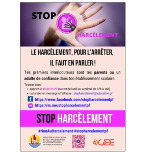  STOP Harcèlement en milieu scolaire